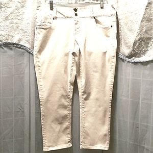 TALBOTS SIGNATURE CREAM CROP JEANS SZ 14W